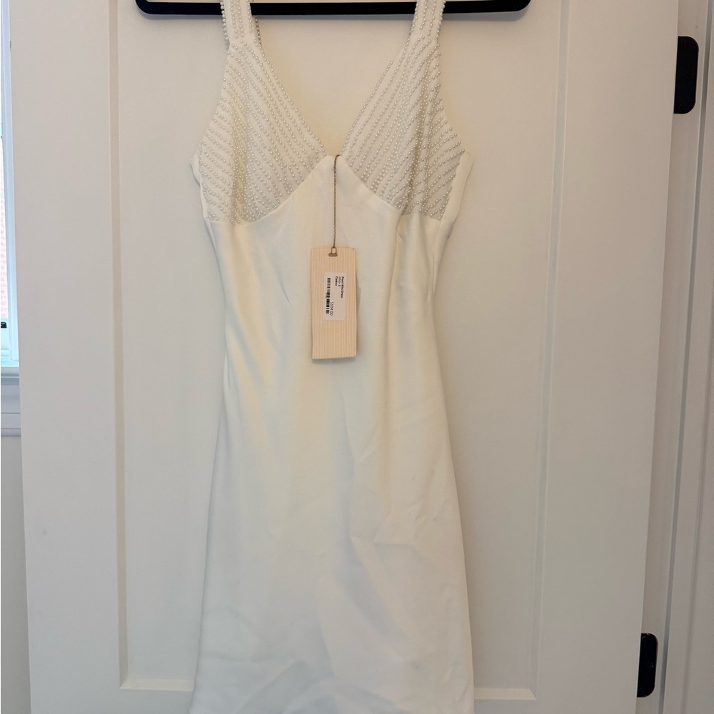 Elegant White Dress with Beaded Pearl Straps